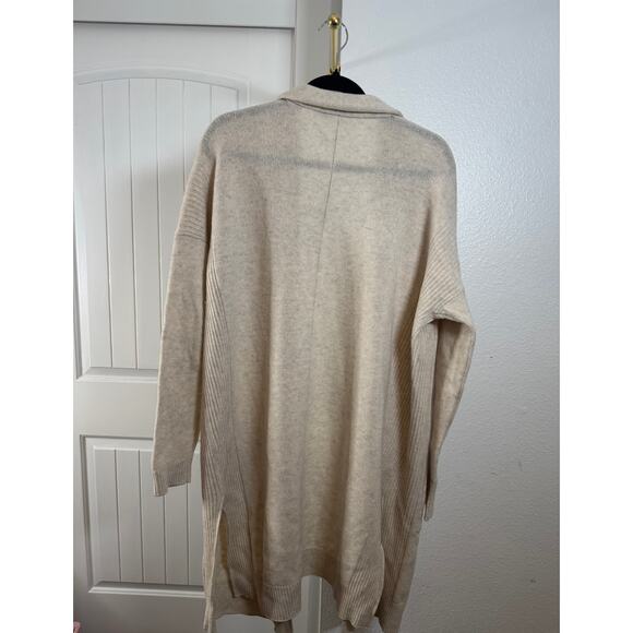 VINCE Sweater Shawl Open Drape Cardigan Natural Cashmere Wool Pockets Collar - Picture 2 of 5